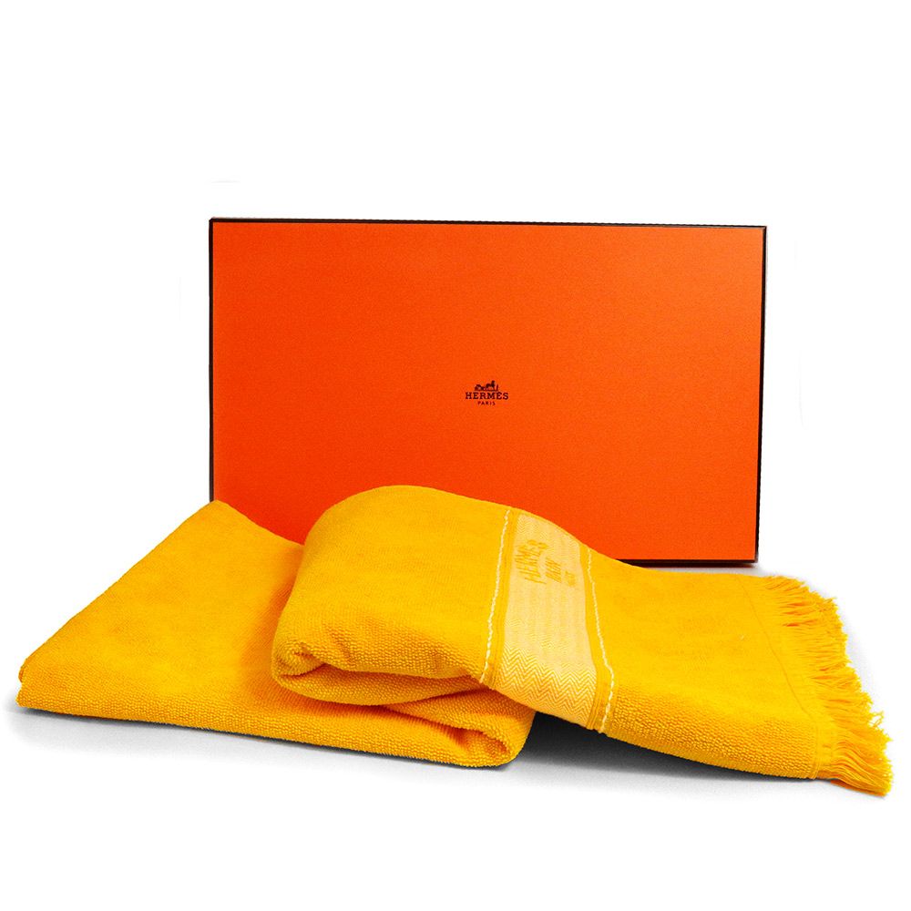 エルメス ヨッティング PM ビーチ タオル 大判 バスタオル コットン100％ Bouton Dor ブトンドール イエロー 黄 HERMES