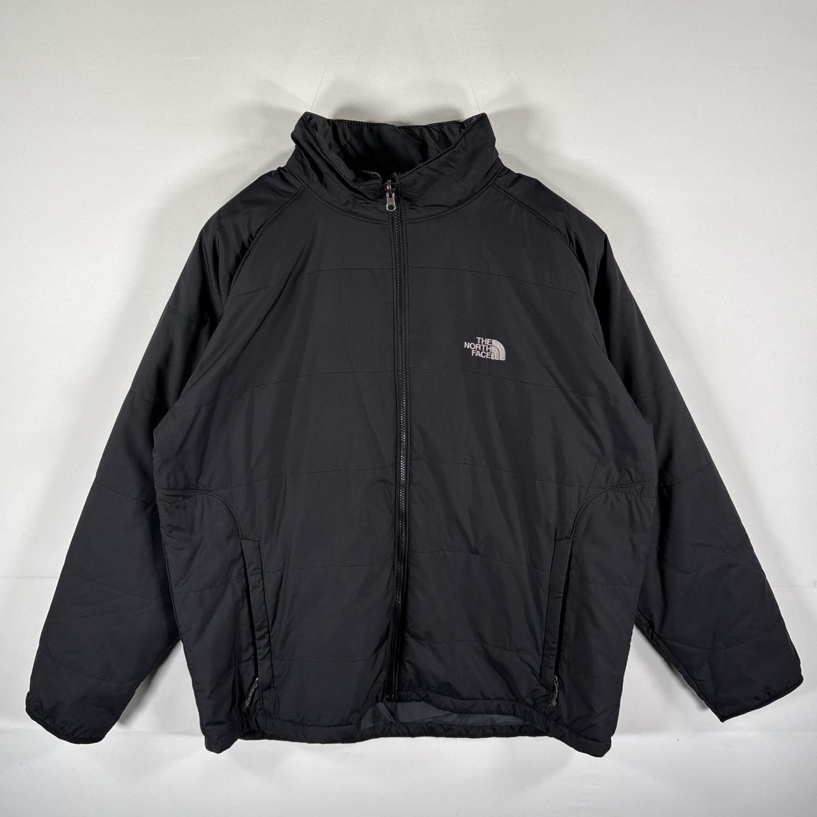 古着 ザ・ノースフェイス THE NORTH FACE ナイロンジャケット 中綿 フルジップ アウトドア ワンポイント 大きいサイズ XXL  ブラック メンズ