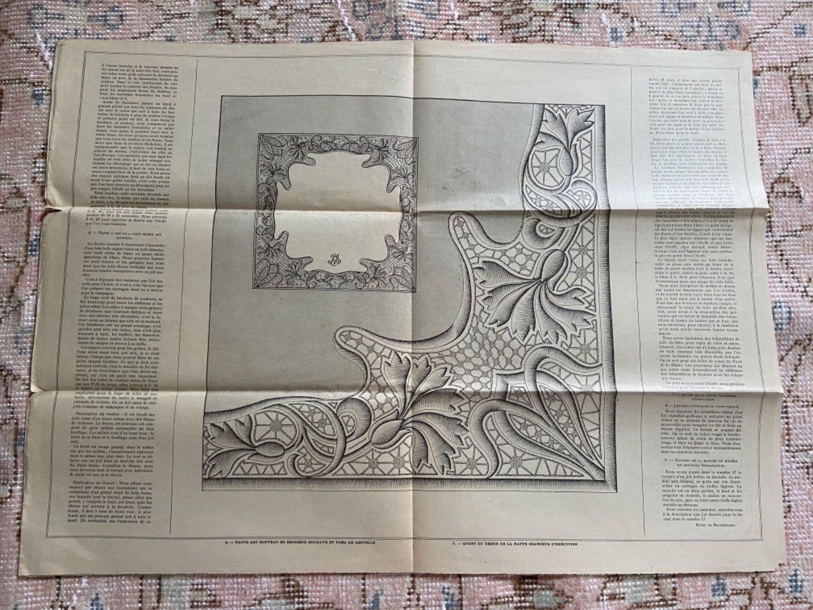 値下げ アンティーク 刺繍 新聞 フランス 図案 9部セットで