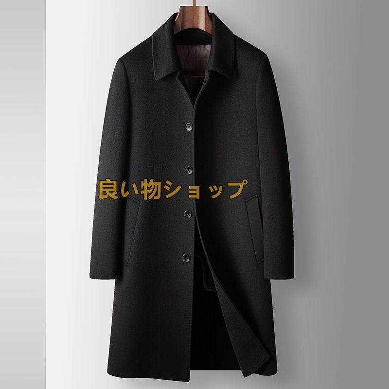 最 ◆ビジネスコート グースダウンジャケット 厚手 ウールコート WOOL*セレブ ロングコート チェスターコート 防寒 ネイビー