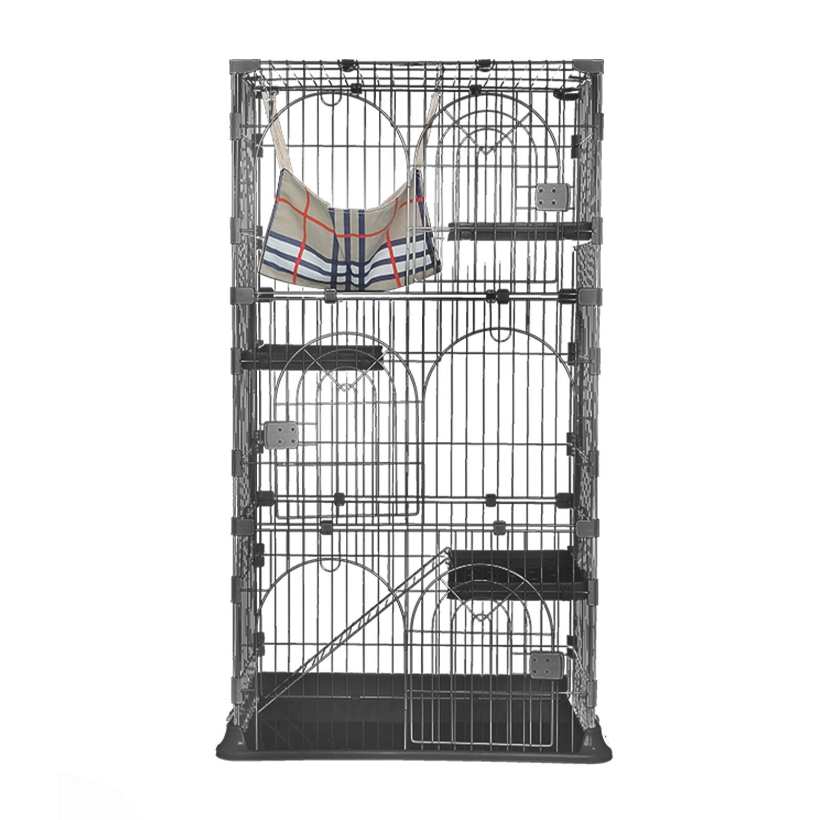 キャットケージ　キャットゲージ　ケージ　ゲージ　猫用品　グレー　多機能 新品 キャットケージ ケージ 猫用品 多機能 ハンモック付き グレー