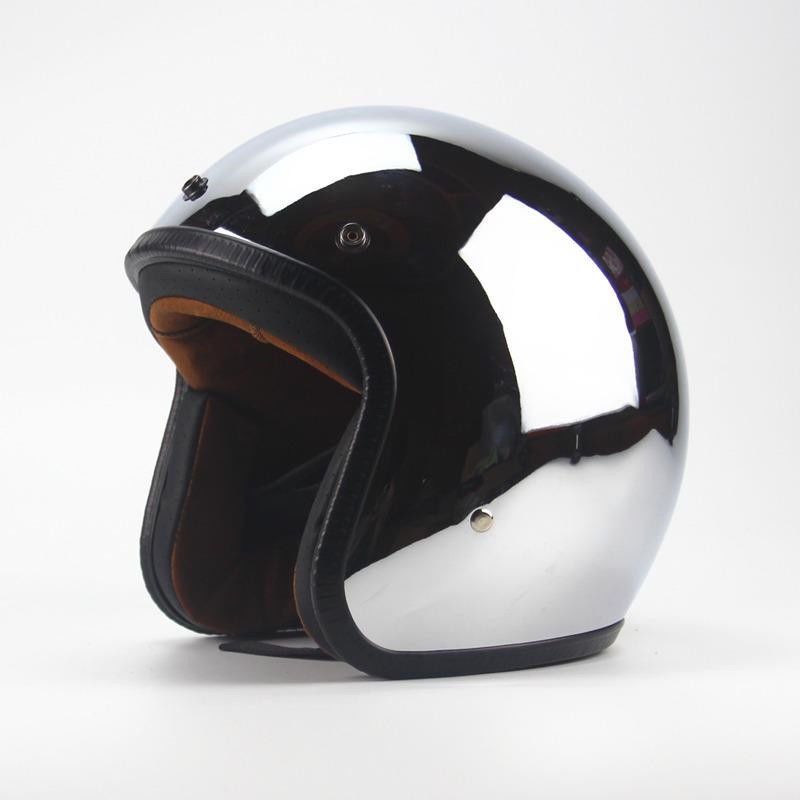 クロム ジェットヘルメット 銀色シールド付き新品 ジェットヘルメットシールド付き シルバーメッキ銀色バイクヘルメット