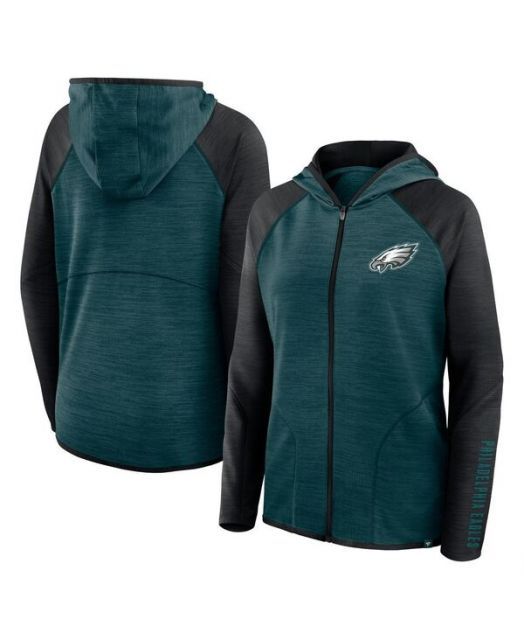 送料無料 ファナティクス レディース パーカー スウェット アウター Women s Midnight Green|Black Philadelphia Eagles Redzone End Around Pass Raglan Full-Zip Hood