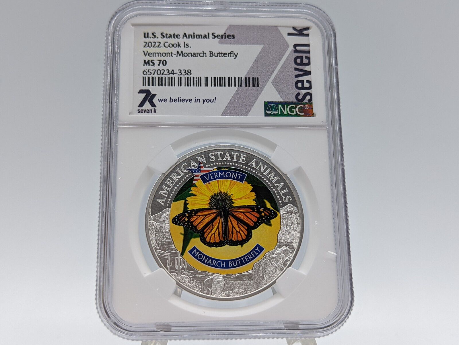 2025 NGC MS70 Cook Islands Silver State Animal Series Vermont Monarch Butterfly