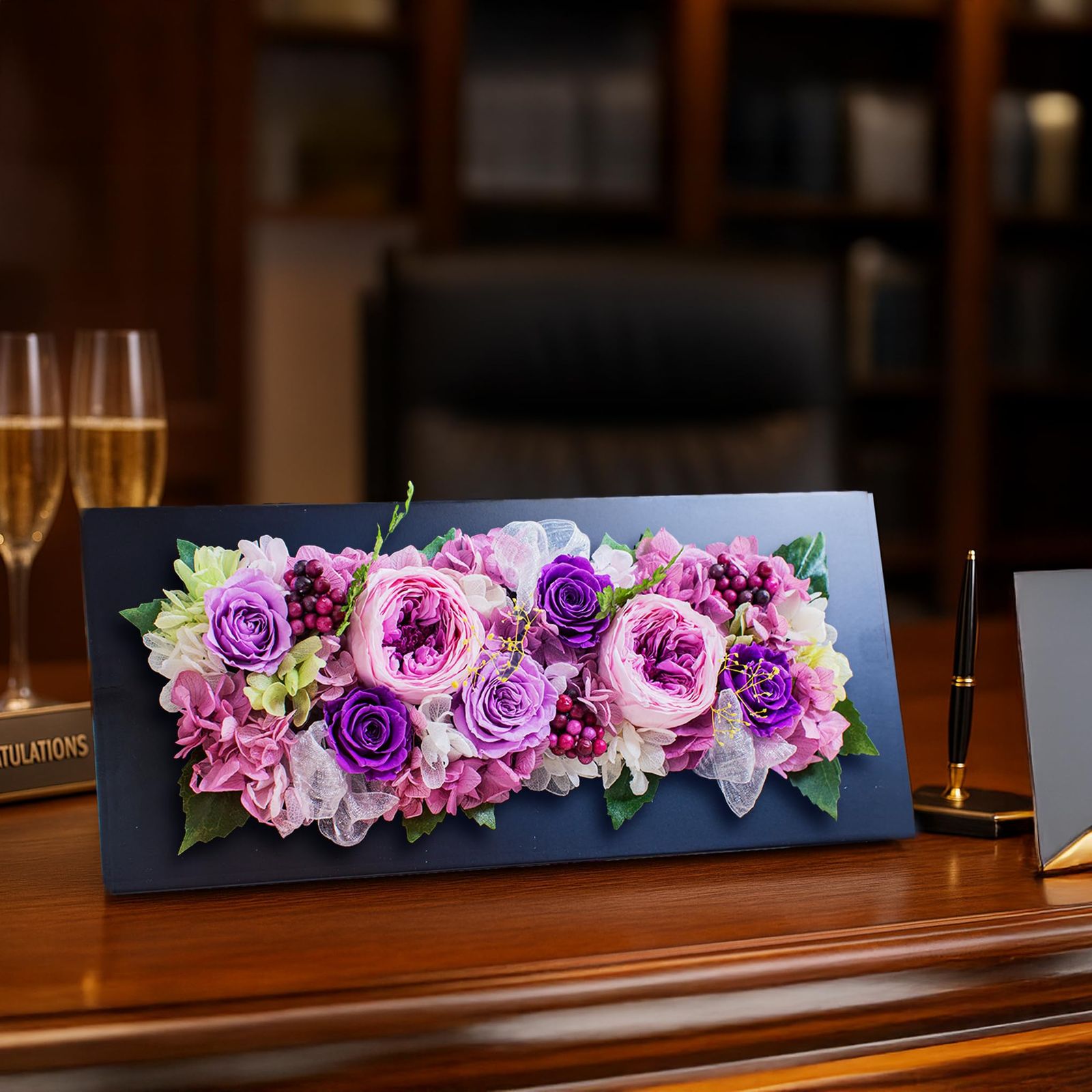 プリザーブドフラワー 古希 お祝い 退職祝い 喜寿 プレゼント 紫 人気 卒寿 米寿 女性 花 男性 ケース入り 化粧箱