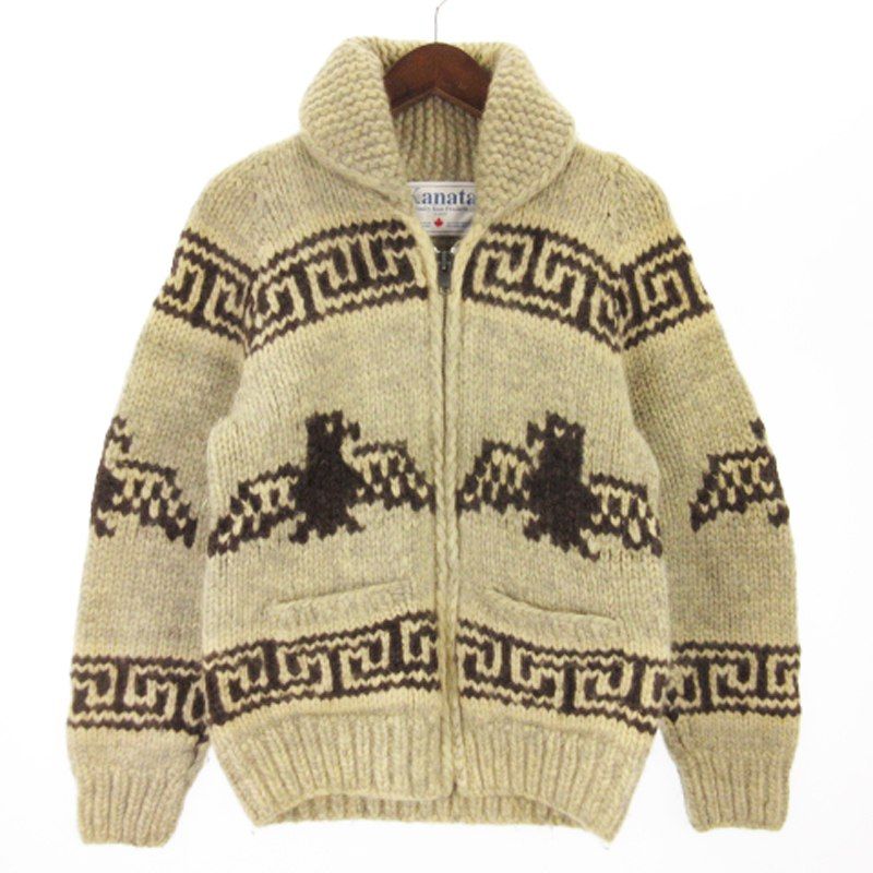 Kanata カウチンセーターニットサンダーバードジップアップ