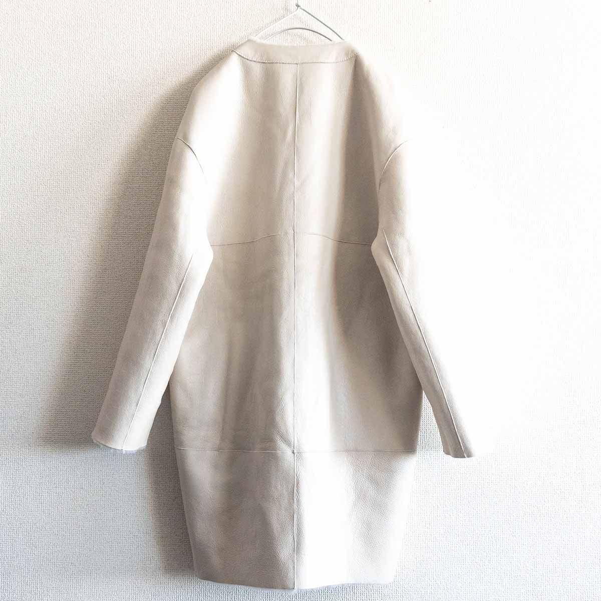 最高級】BLANCHA 【ノーカラー リバーシブル ムートン コート 最高級】BLANCHA 【ノーカラー リバーシブル ムートン コート