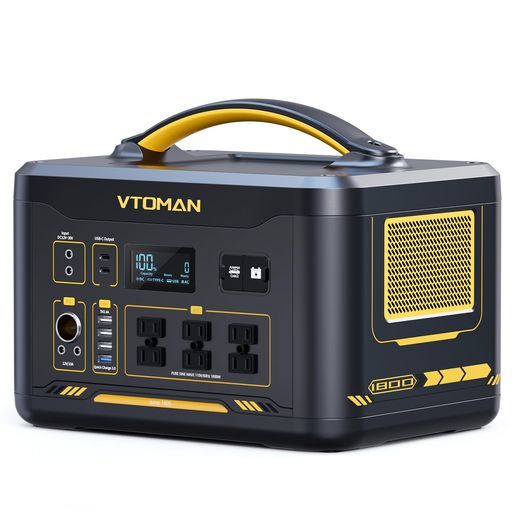 VTOMANポータブル電源JUMP1800大容量1548Whリン酸鉄リチウム電池高出力定格1800Wジャンプスターター機能付き純正弦波ACコンセント6口USBポート6口 PD100W DCポート3口家庭用アウトドアキャンプ