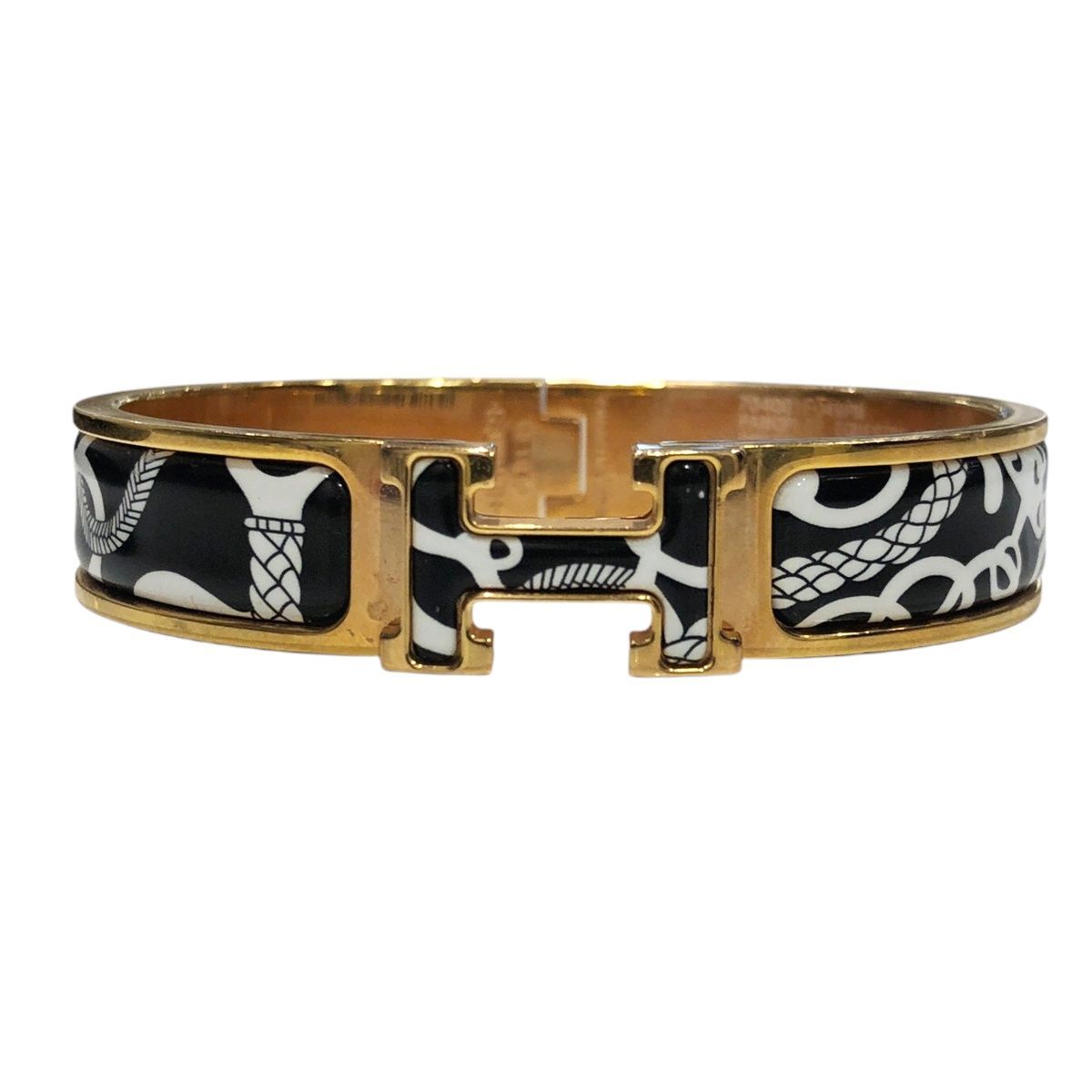 HERMES エルメス ブレスレット クリッククラック PM ゴールドｘブラック バングル ポジティフ ネガティフ 24002909 SA