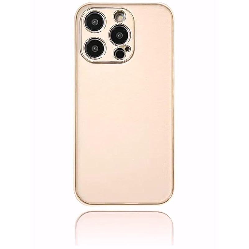 新品　saymi 上品 ベージュ PU レザー ゴールド ライン おしゃれ 韓国 iPhone14 ケース 高見え ラグジュアリー エレガント シンプル デザイン アイボリー 淡色 ニュアンスカラー (iPhone14)