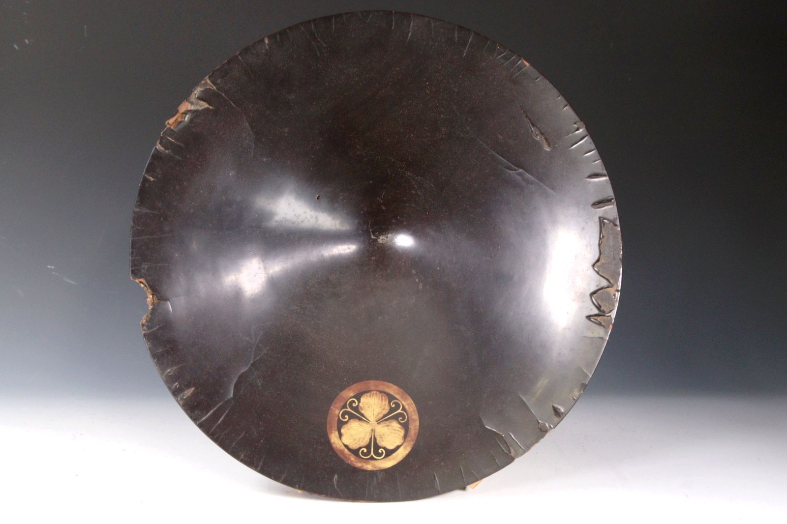 陣笠 団扇笹紋(軍扇団扇) 江戸時代/アンティーク品 時代物 日本の夏に