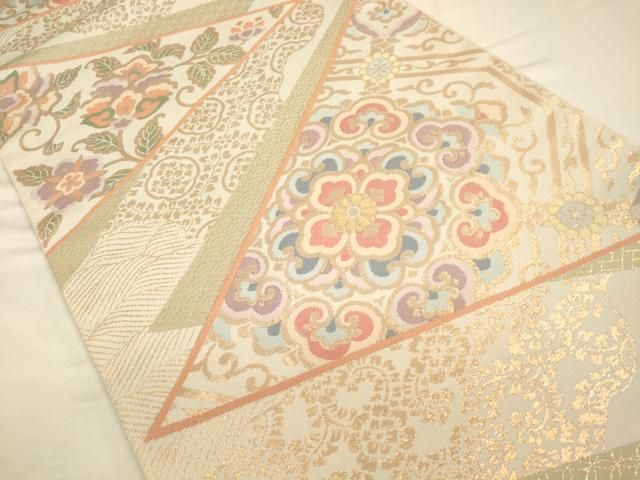 平和屋着物○六通柄袋帯 平安更紗華文 金糸 正絹 逸品 CAAW4678hy