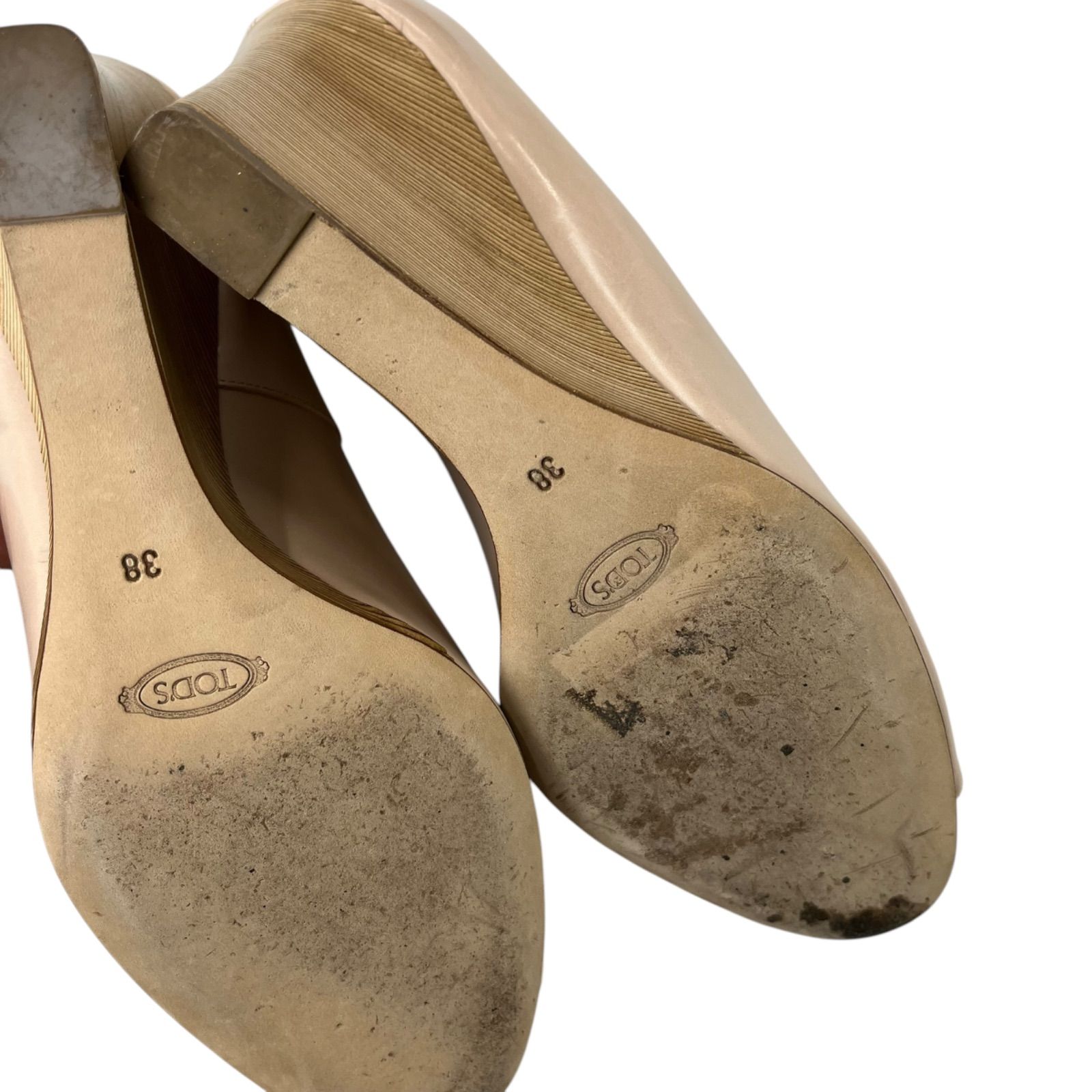 トッズ TOD'S 購入 オープントゥ ウェッジソール レザー パンプス 38