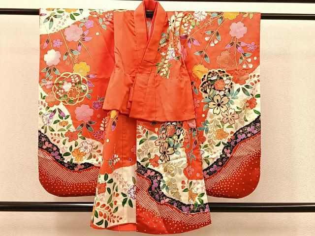 平和屋着物[]七五三 女の子 3歳 祝着 三つ身 刺繍 鳳凰花文