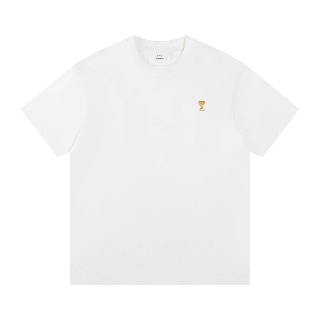 激安超特価 最大80%オフ  AMI PARIS/アミ ゴールド・ハート刺繍 ワッペン Tシャツ 新品未 トップス