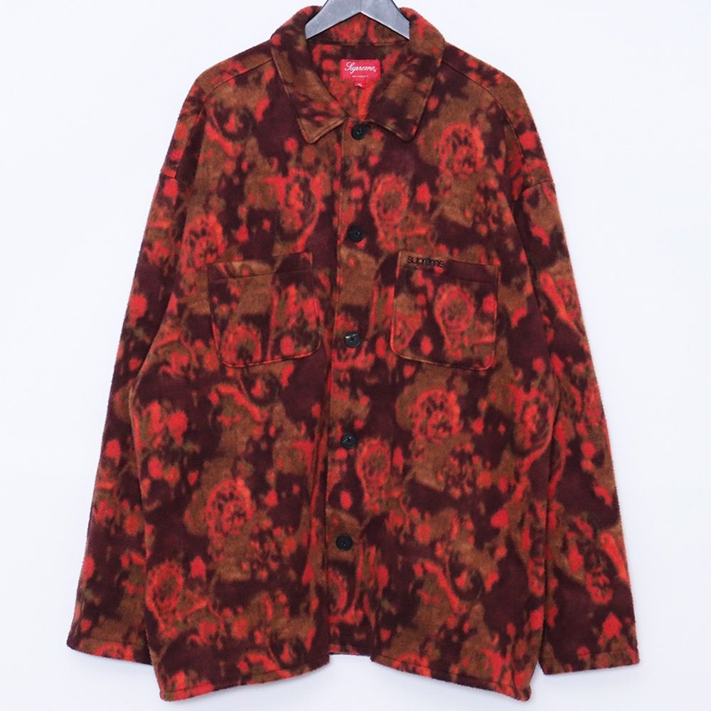 SUPREME Paisley Fleece Shirt XLサイズ レッド