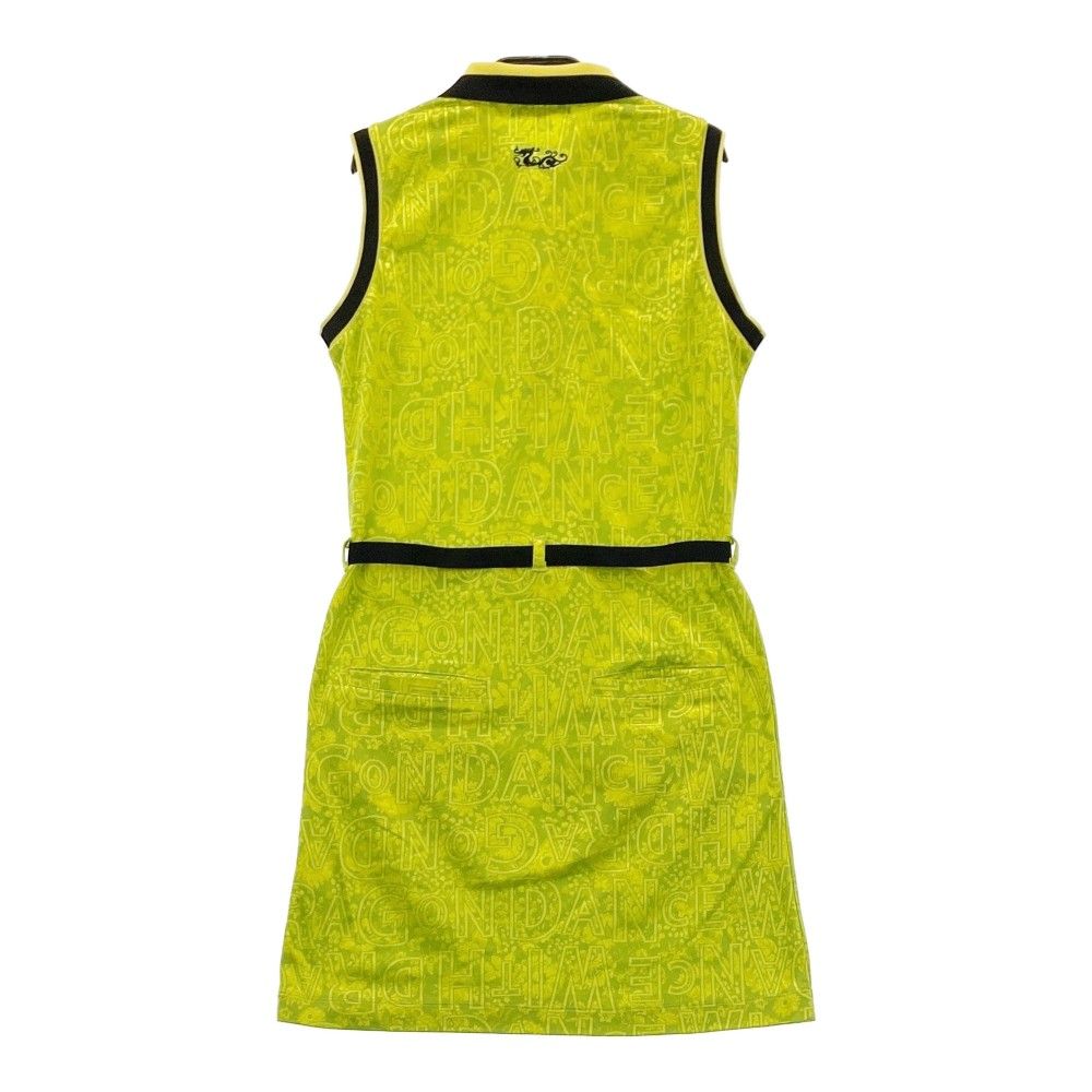 サイズ 2 DANCE WITH DRAGON ダンスウィズドラゴン D2-883720 ノースリーブ ワンピース 総柄 イエロー系 240101117671 ゴルフウェア レディース ストスト