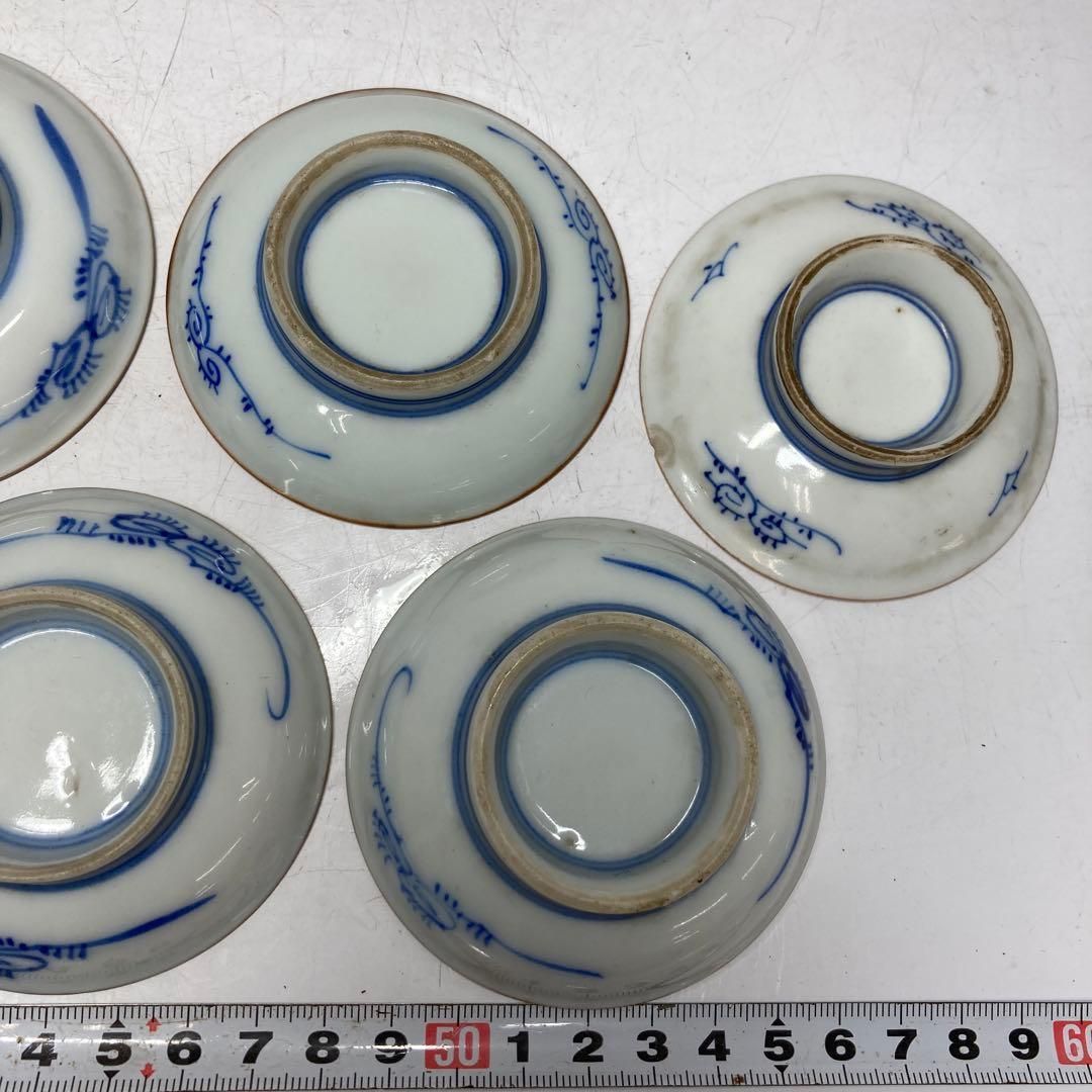 古伊万里　上手桃色　寿盃台7客　木箱付　直径7.5cm 東H5-1006① 古伊万里 上手桃色 寿盃台7客 木箱付 直径7.5cm 東H5-1006①