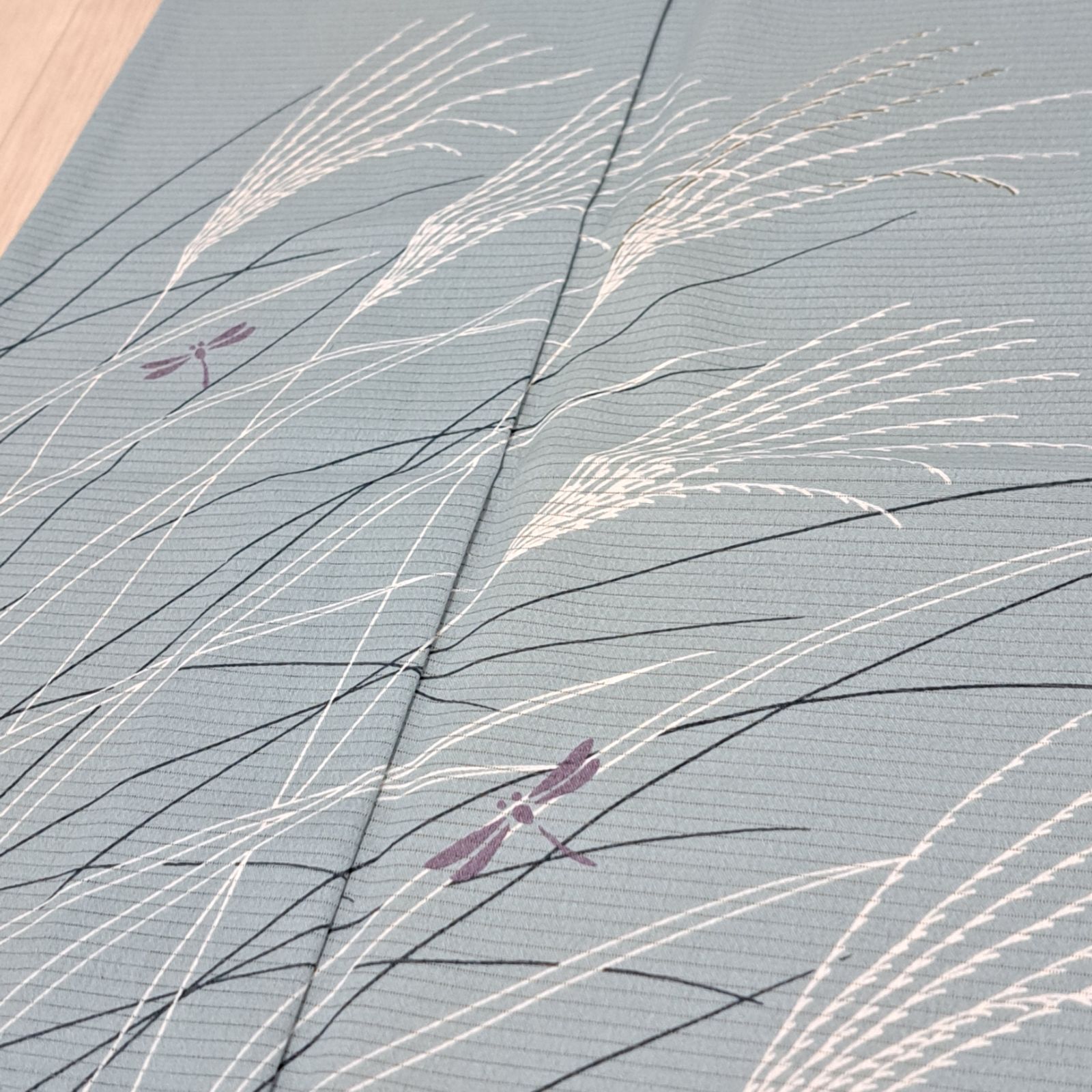 最終値下げ】洗える夏着物・付下げ 化繊 絽 ブルーグレー地に