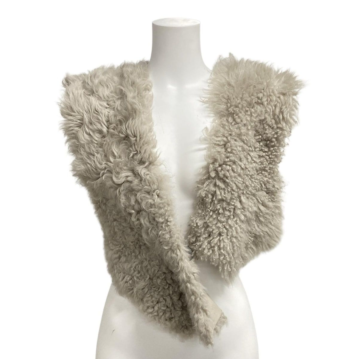 Karl Donoghue カールドノヒュー ストール ショール - グレーベージュ ムートン