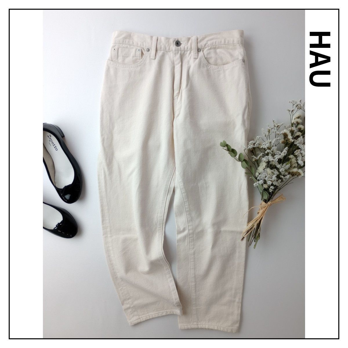 きゃさりん様美品　HAU (ハウ) テーパードデニムパンツ 36 HAU ハウ クラスカ デニムパンツ コットン 綿 100％ テーパード