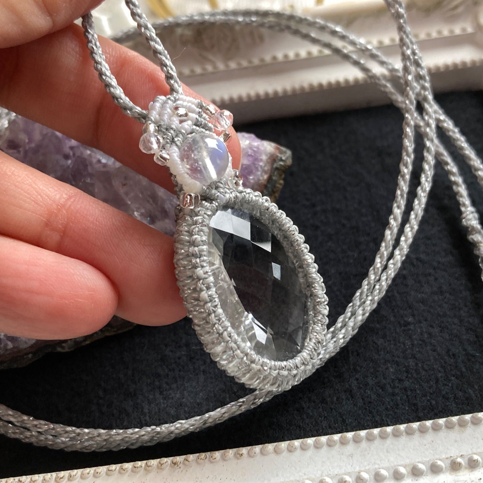 マクラメネックレス 金属アレルギー対応