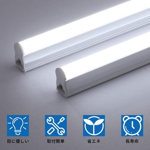 LED蛍光灯 40W形 器具一体型LED蛍光灯 T5 LED 直管 18W led 6000K-6500K 昼光色 天井照明 バーライト ベースライト 120cm 蛍光灯器具セット led照明 工事不要 軽量 連結コード付属 スイッチ付き 10本入り NEXPOTALLINN_EU