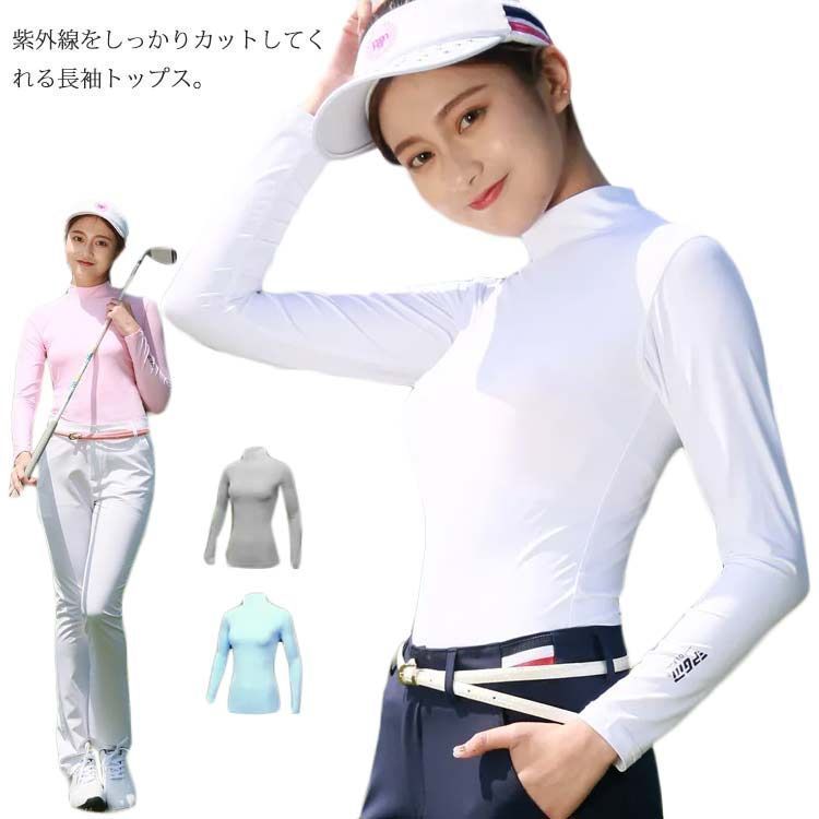 25年新作新品☞ジーフォアゴルフ【女・L】薄手トレーナー　日焼け防止長袖 ゴルフウェア UV 日焼け防止 紫外線カット レディース 接触冷感