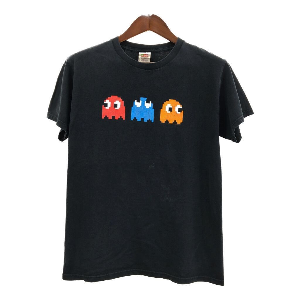 00年代 FRUIT OF THE LOOM フルーツオブザルーム パックマン 半袖Ｔシャツ ゲームT キャラクター ブラック (メンズ M) 中古 古着 Q8763