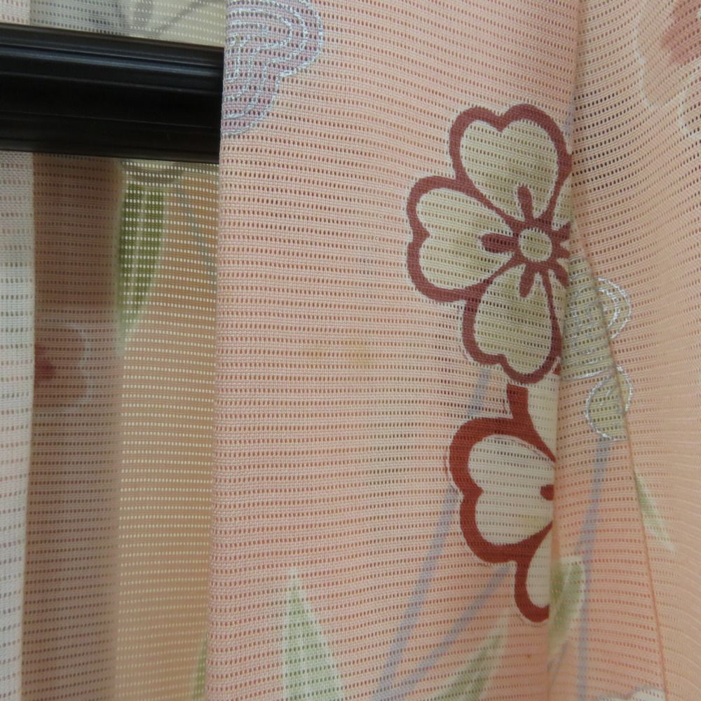 子供着物 夏用 絽 正絹 女の子用 四つ身 襦袢セット サーモンピンク 桜