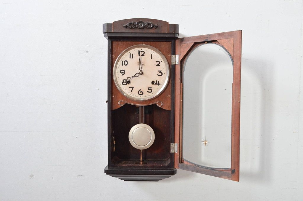 明治時計 柱時計 金文字盤 昭和初期 meiji - 生活骨董と古布の