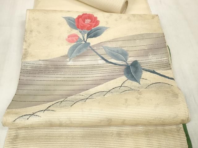 正絹 名古屋帯 弥栄織物謹製 市松 唐草図案 逸品 未使用品 正絹 名古屋帯 弥栄織物謹製 市松 唐草図案 逸品 未使用品 平和