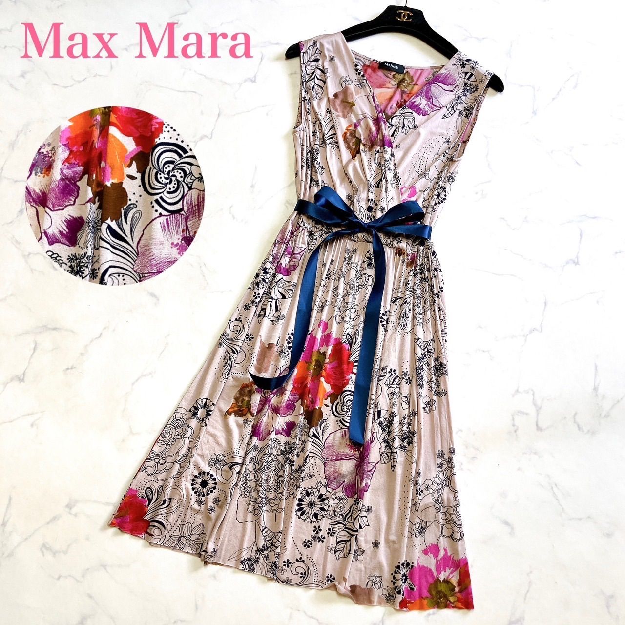 Max Mara MAX - Co. マックスマーラ マックスアンドコー ワンピース ひざ丈 カシュクール ドレス 花柄 総柄 S
