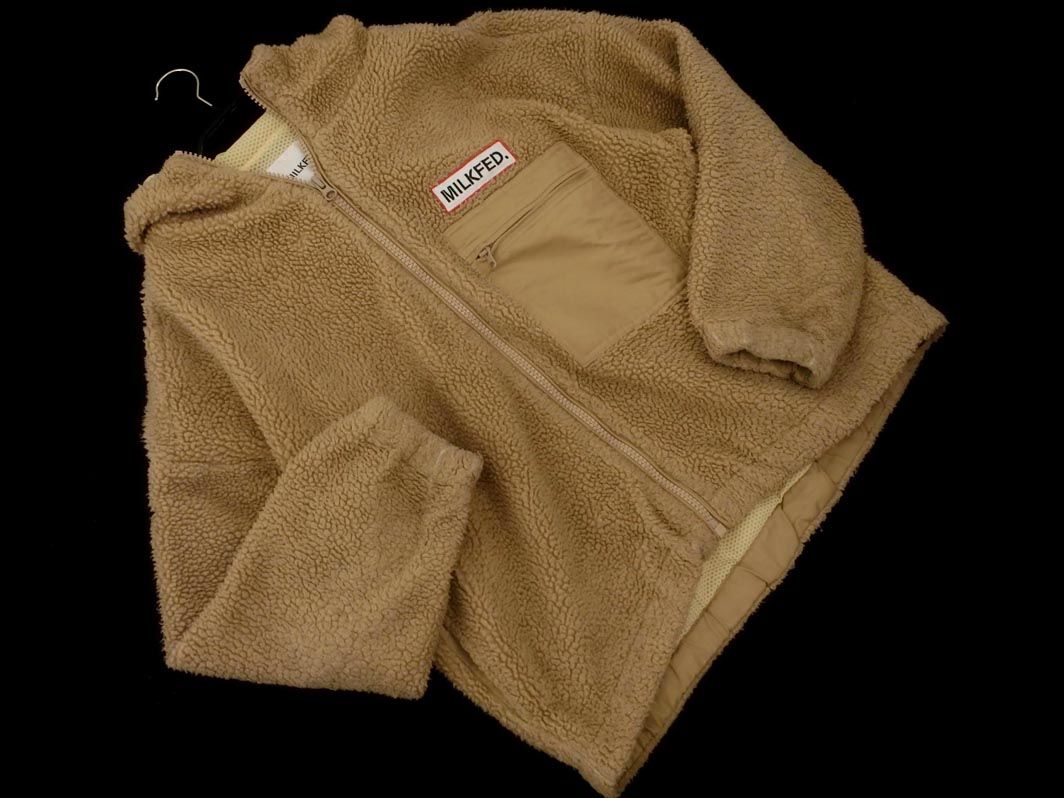 MILKFED ミルクフェド ボア フード ジャケット sizeS/ベージュ