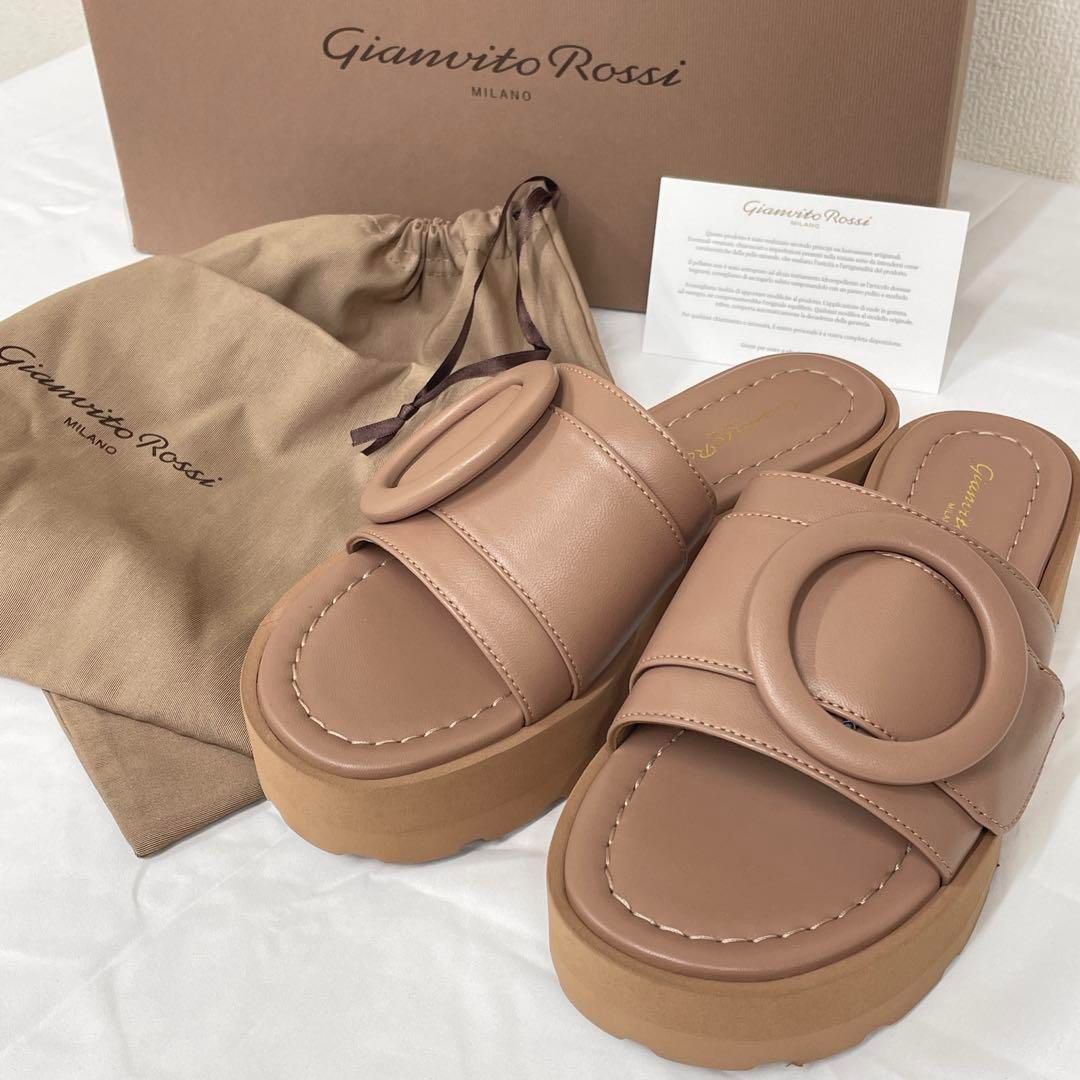 Gianvito Rossi ジャンヴィットロッシ 2025SS NAXOS プラットフォーム サンダル ブラウン 37