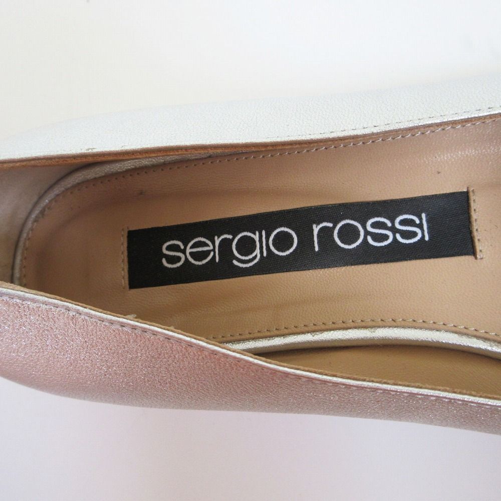 【美品】sergio rossi sr1 スエード フラットパンプス プレート ✨極美品✨セルジオロッシ SR1 フラット パンプス スエード