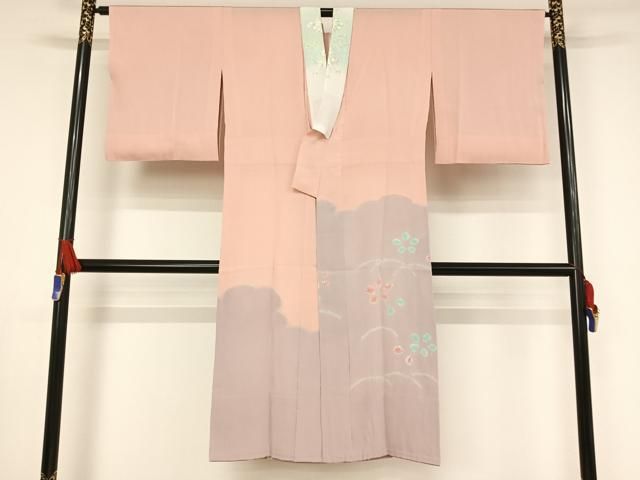 平和屋着物●長襦袢 無双仕立て 半衿刺繍 舞花文 正絹 AAAW4038np