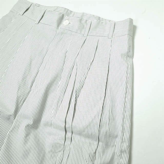 HED MAYNER ヘドメイナー 16SS 6 PLEAT STRIPE PANT 6プリーツストライプパンツ 42 グレー/ホワイト ワイド  テーパード ボトムス g9031