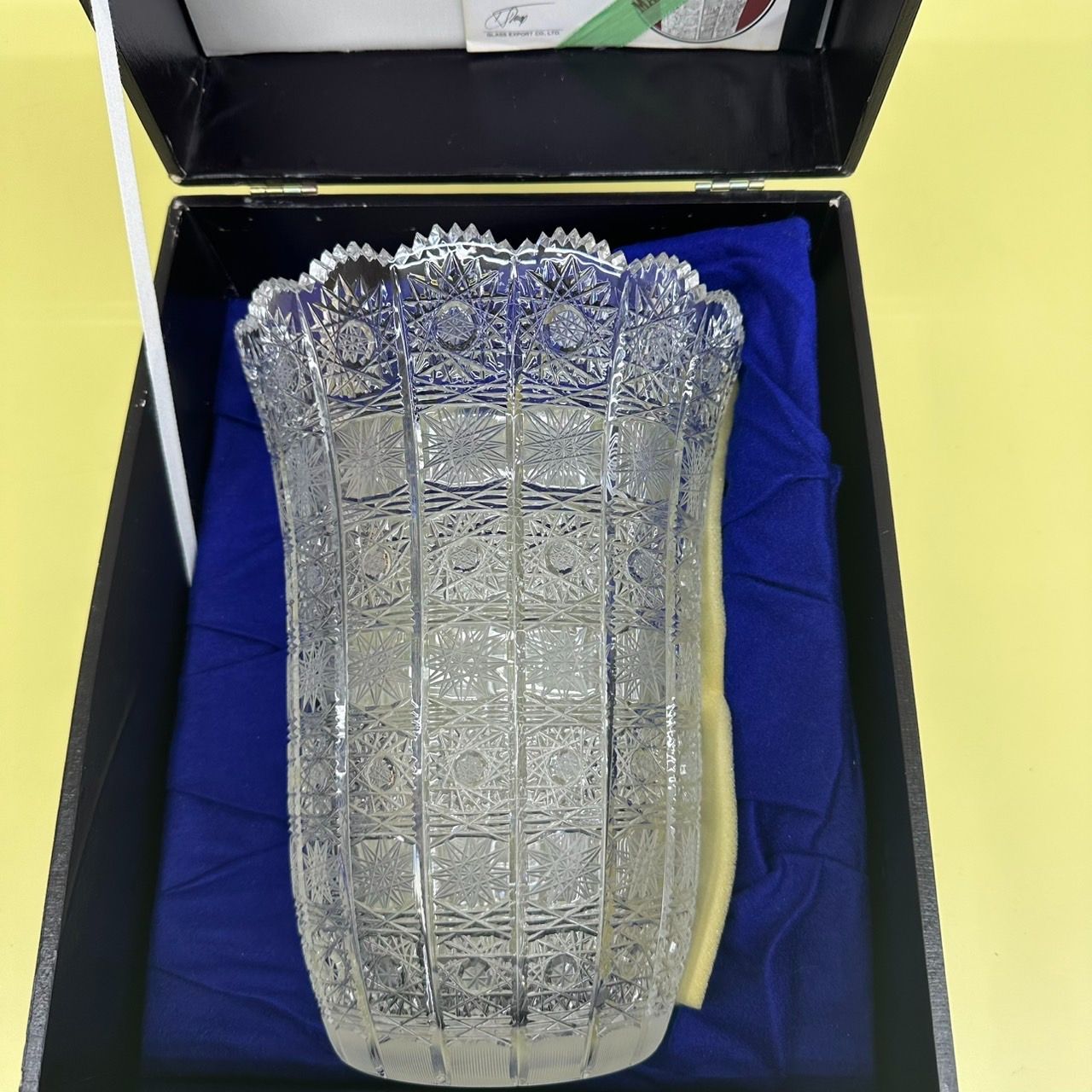 A898 ボヘミアガラス花瓶 箱入