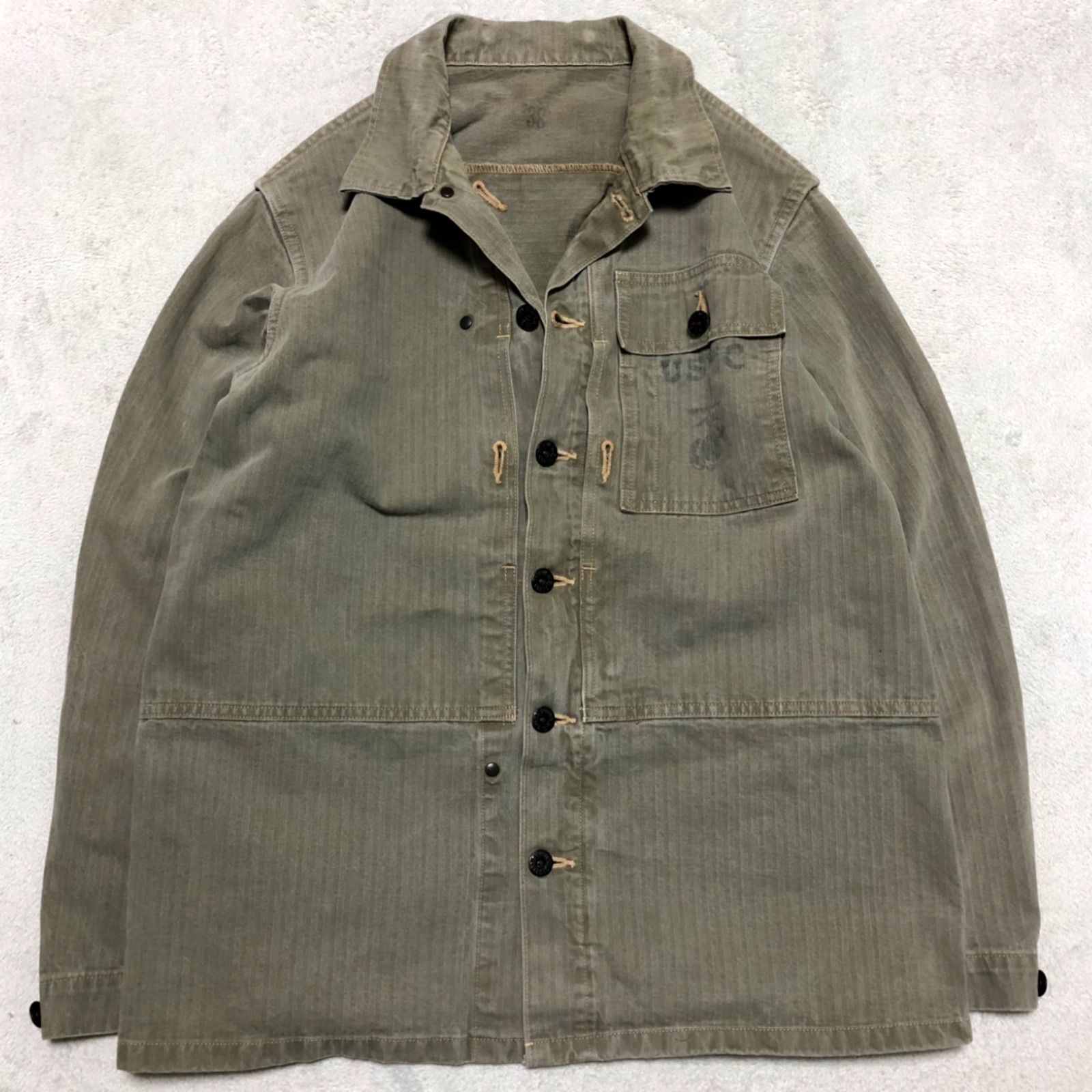 BUZZ RICKSON'S HERRINGBONE UTILITY JACKET HAND PAINT USMC