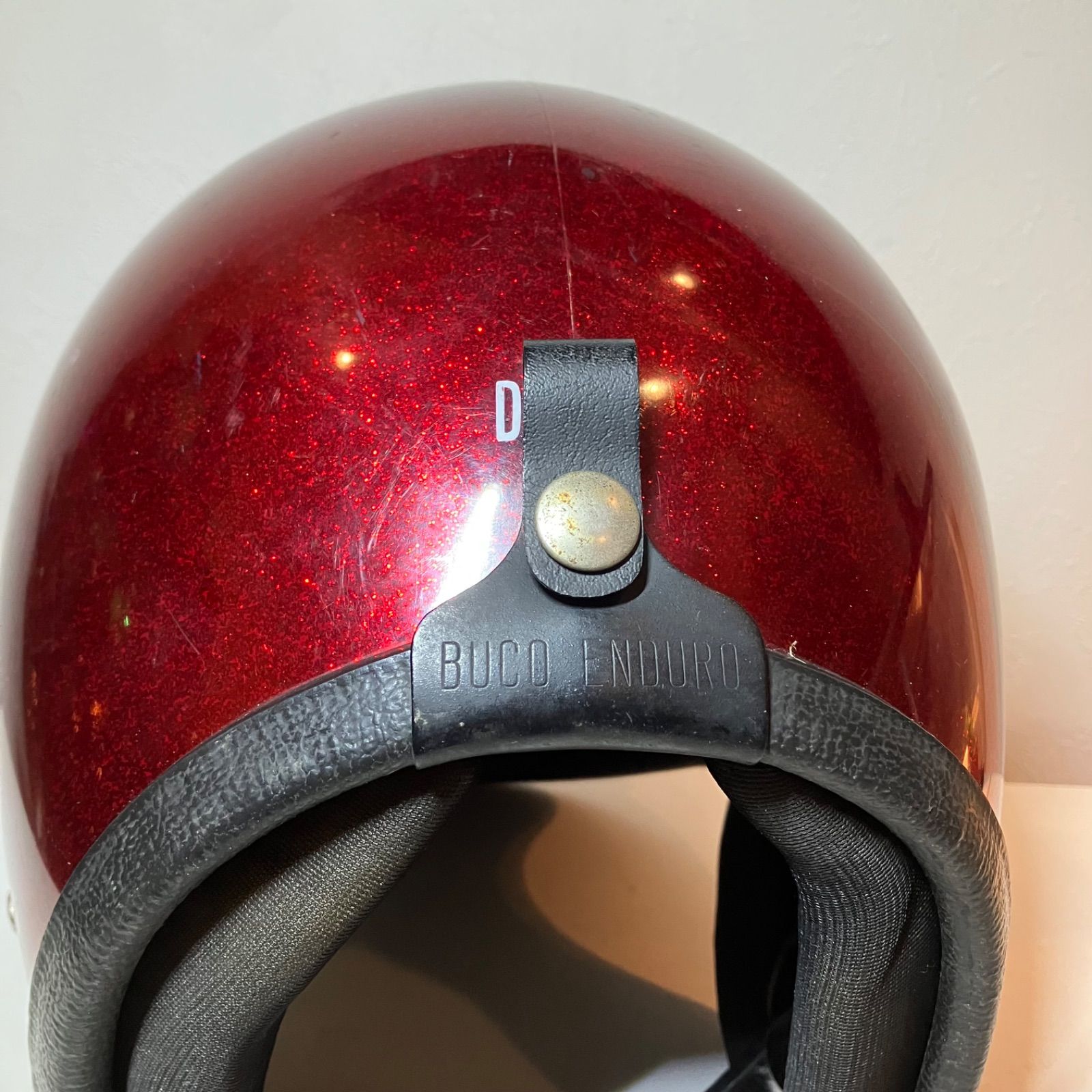 【Buco ブコエンデューロ YE Lサイズ 70s当時モノ 美品 目深リペア】 BUCO☆ENDURO 1970年代製 ブコ ビンテージ Lサイズ 赤 ヘルメット