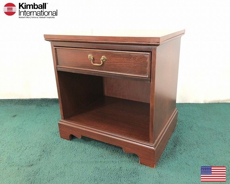 【アメリカ家具】USA製 KIMBALL サイドテーブル 木製 ナイトテーブル  ビンテージ ミッドセンチュリー 米軍放出品(180)BL9KM-2-W#24