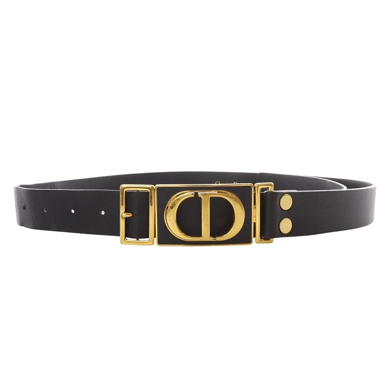 クリスチャンディオール Christian Dior Montaigne ロゴプレート レザー ベルト 70 黒