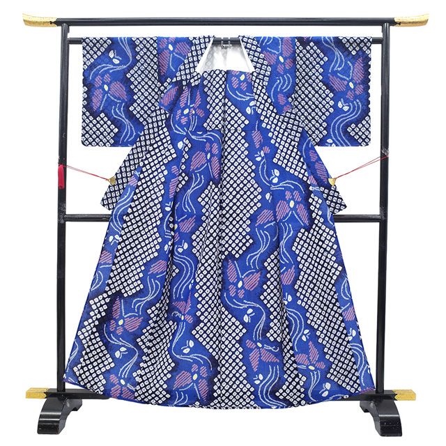 有松鳴海　手筋絞り浴衣　仕立て上がり　絞り工房　未使用 新古品】 夏物 本場有松鳴海絞り 浴衣 未使用 有松 ゆかた 絞り