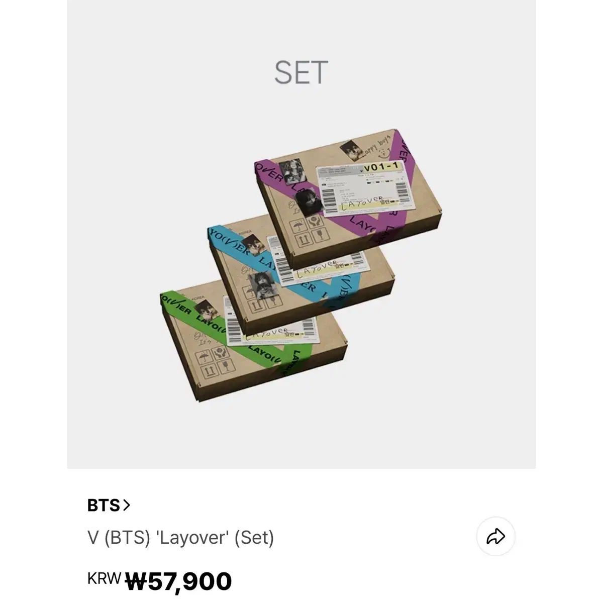 BTS V LAYOVER 未開封 3パッケージ BTS V LAYOVER 未開封 3パッケージ