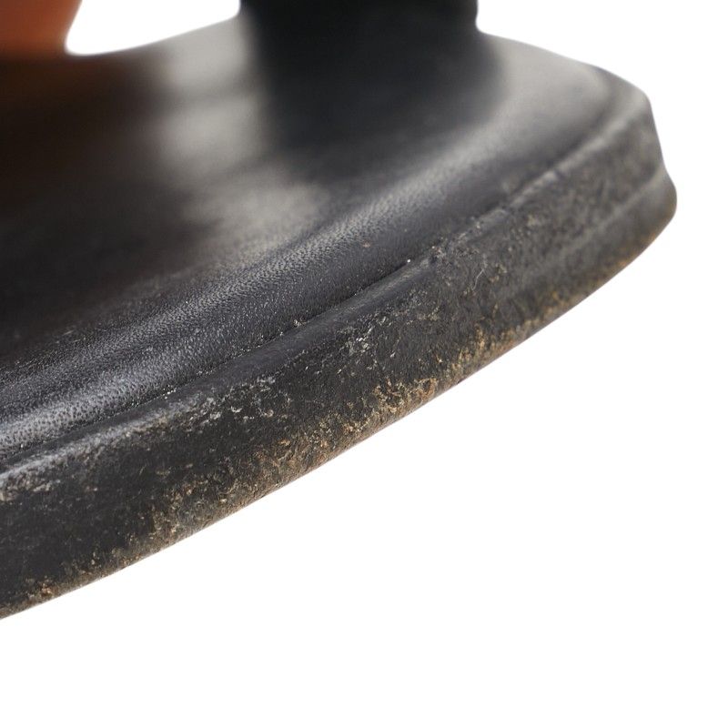 エルメス サンダル サイズ:40 ブラック ブラウン レザー メンズ HERMES  