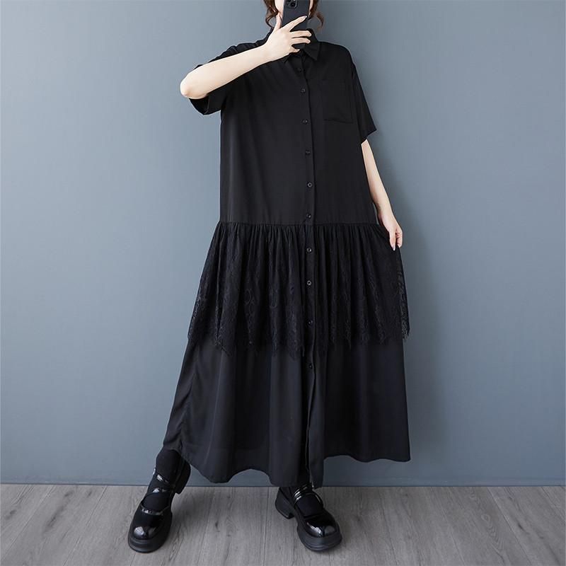 KOEISTORE ワンピース レディース 春 夏 春夏 黒 半袖ワンピース