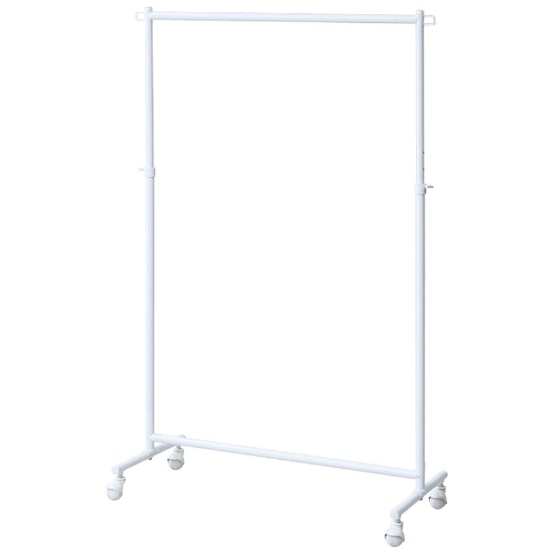 山善 ハンガーラック 頑丈 耐荷重85 kg シングル 高さ伸縮 キャスター付き 衣類収納 組立品 幅96 奥行40 5 高さ105 140 160 cm マットホワイト YIH S MWH 0
