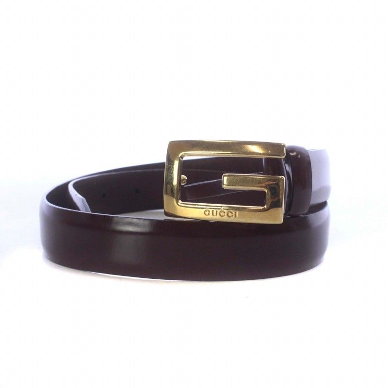 GUCCI ゴールドバックル レザーベルト 75-30-036 グッチ GUCCI ベルト レザー バックル ロゴ ゴールド金具 75/30