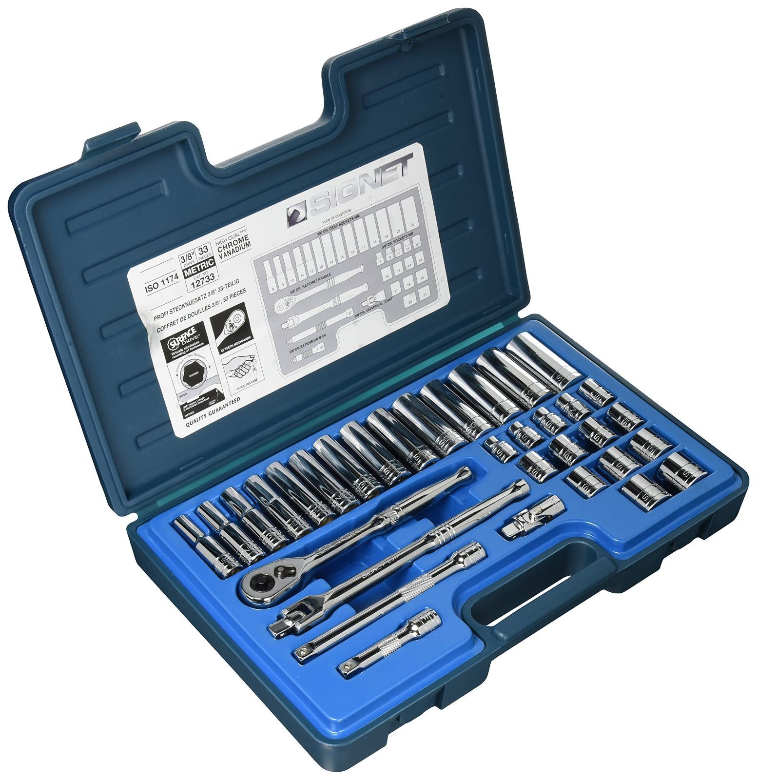 商品 33PC MM 3|8ドライブ ソケットレンチセット シグネット 12733